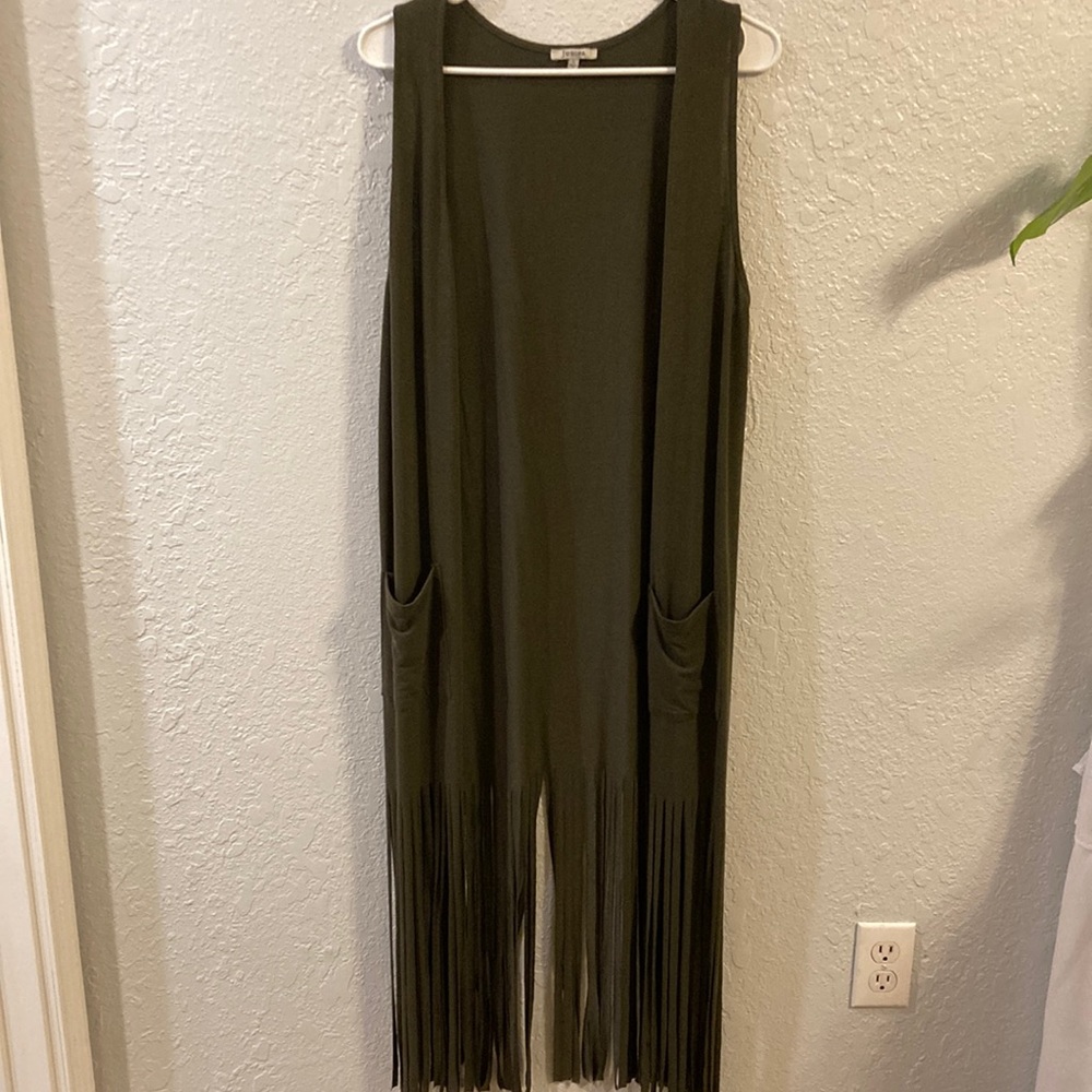 Olive green JODIFL fringe vest